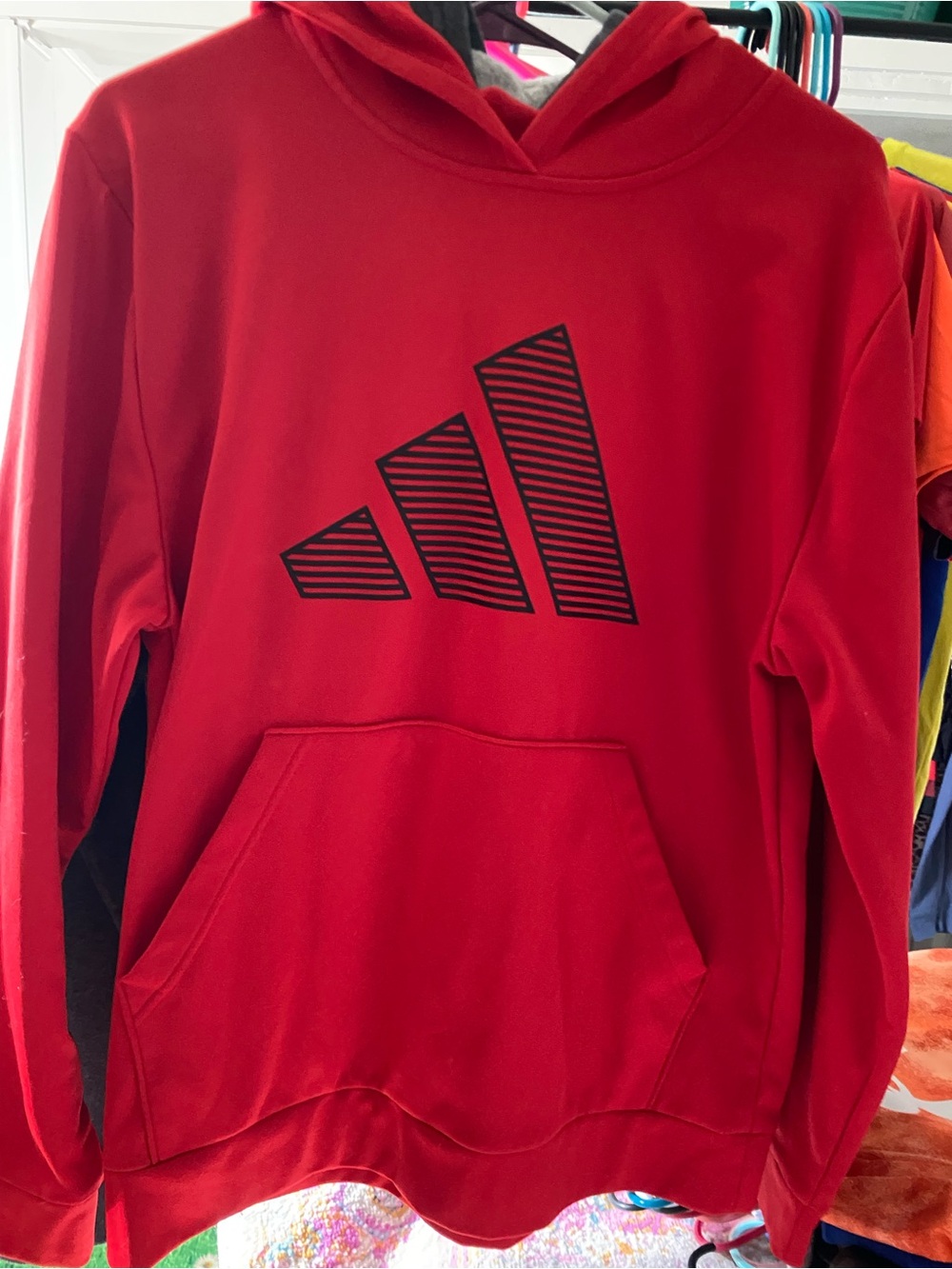 adidas Red Pullover Hoodie with Black Logo